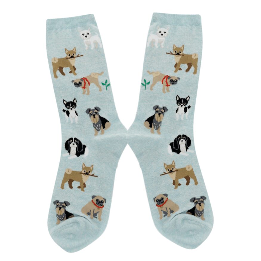 Paired Socks - Dog Party (Light Grey)