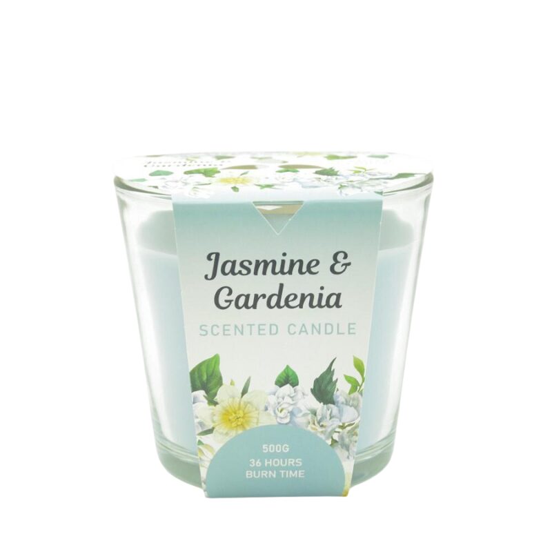Aromart Glass Scented Candle – Jasmine & Gardenia