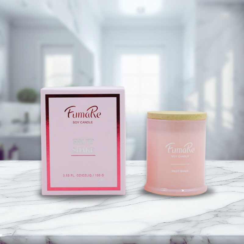 Fumare Scented Glass Candle With Nature Bamboo Lid - Fruit Shake