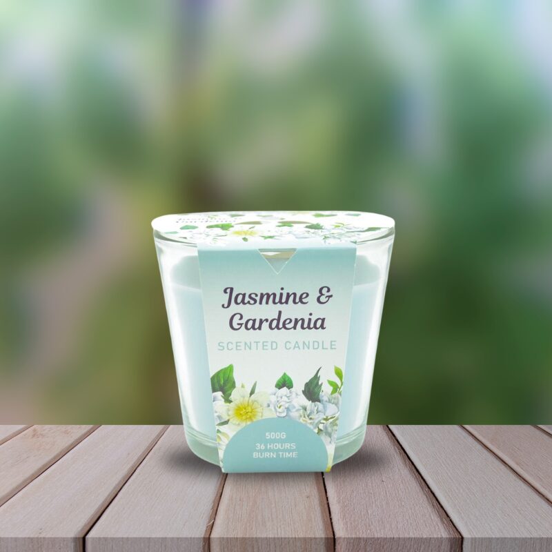 Aromart Glass Scented Candle – Jasmine & Gardenia