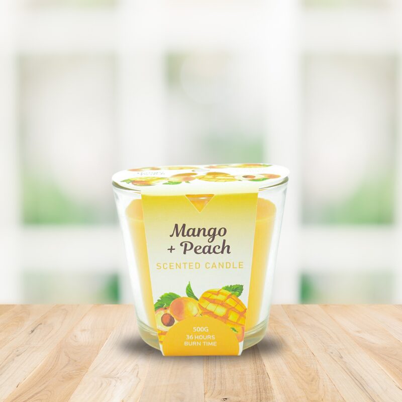 Aromart Glass Scented Candle – Mango & Peach