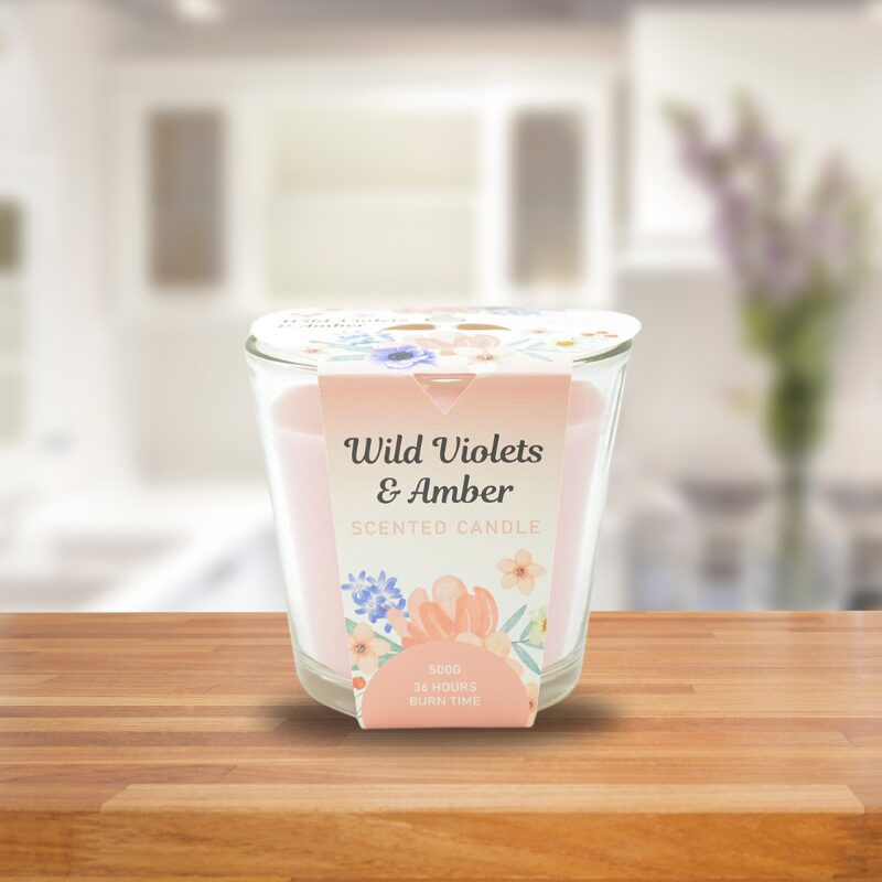 Aromart Glass Scented Candle – Wild Violet & Amber