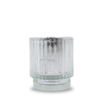 Coloured Glass Candle Holder - Silver