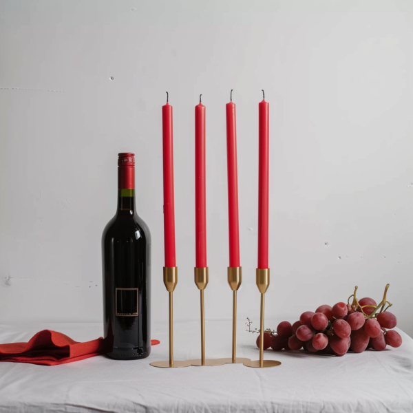 Dinner Pillar Candle 30cm 4pcs - Red - Image 2