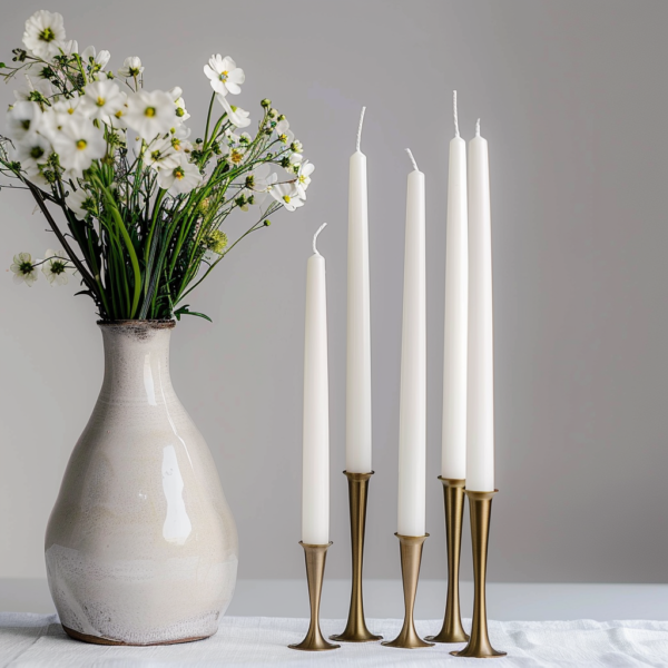 Dinner Pillar Candle 30cm 4pcs - White - Image 2