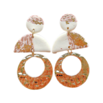 Soft Polymer Clay Gold & White Glitz Dangle Earrings