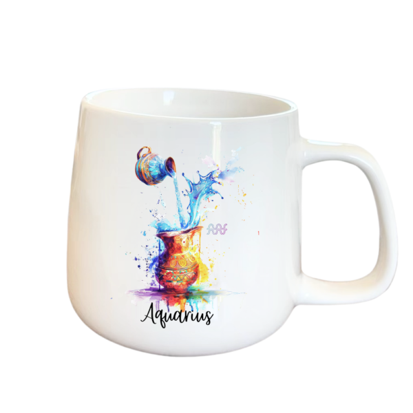 Designed Zodiac Ceramic Mug 315ml – Aquarius - Image 3