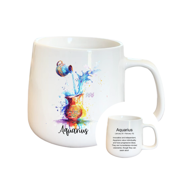 Designed Zodiac Ceramic Mug 315ml – Aquarius