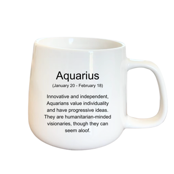 Designed Zodiac Ceramic Mug 315ml – Aquarius - Image 4