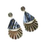 Soft Polymer Clay Marble Triangle Golden Earrings