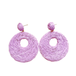 Handmade Bohemian Purple Circle Rattan Earrings