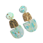 Soft Polymer Clay Stardust Blue & Gold Earrings