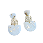 Soft Polymer Clay Stardust White & Gold Earrings