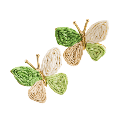 Bohemian Style Rattan Mix Green Butterfly Earrings
