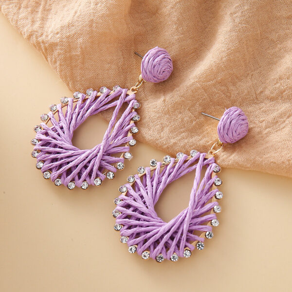 Purple Tear Drop Weave Earrings - Image 2
