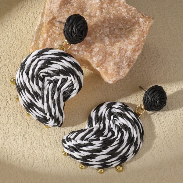 Zebra Pattern Rattan Earrings - Image 2