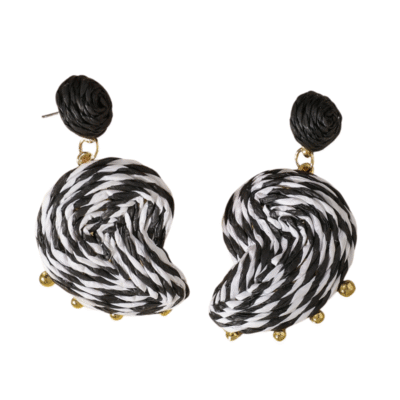 Zebra Pattern Rattan Earrings