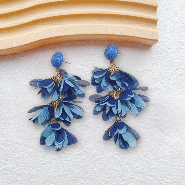 Mix Blue Floral Dangle Earrings - Image 2