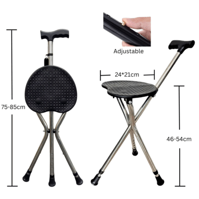 Walking Stick - Adjustable with Folding Seat