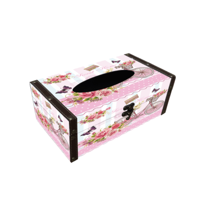 Vintage Tissue Box Case - Pink Bike