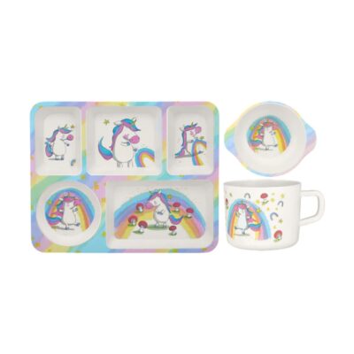 MW Jedda Robaard Magical Tales Melamine 3pc Dinner Set Unicorn Gift Boxed