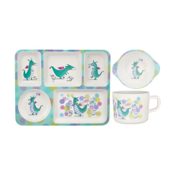 MW Jedda Robaard Magical Tales Melamine 3pc Dinner Set Dragon Gift Boxed