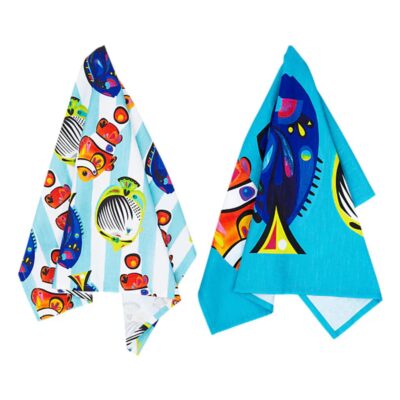 MW Pete Cromer Ozzie Ocean Cotton Tea Towel Set of 2 Gift Boxed