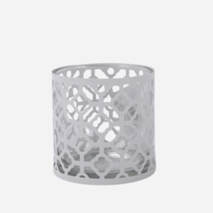 Metal Glass Candle Holder - White