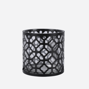 Metal Glass Candle Holder - Black