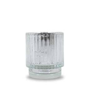 Coloured Glass Candle Holder - Silver