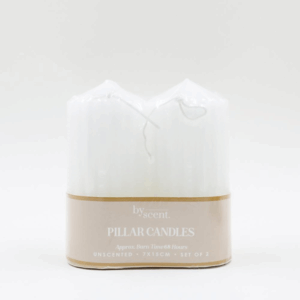 By Scents 7x15 cm Pillar Candle Set of 2 White