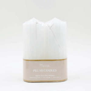 By Scents 7x19 cm Pillar Candle Set of 2 White
