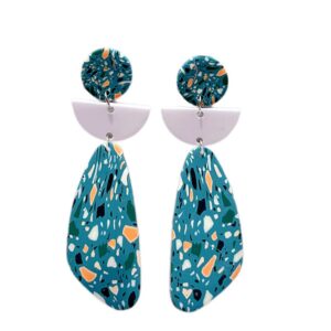 Soft Polymer Clay Blue Terrazzo Dangle Earrings