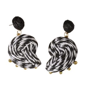 Zebra Pattern Rattan Earrings