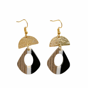 Soft Polymer Clay Golden Hemisphere Nat Diamond Earrings