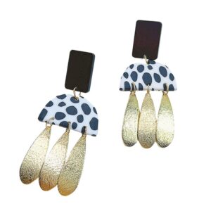 Soft Polymer Clay Hemisphere Golden Tear Drops Earrings