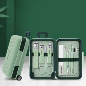 Premium 12-Piece Manicure & Grooming Set Travel Case – All-in-One Care for Hands, Feet & Face