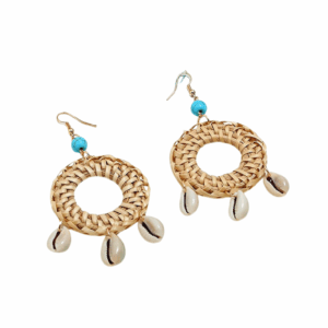 Handmade Shells Circle Rattan Earrings