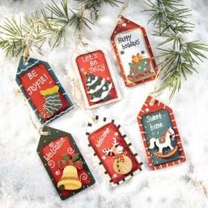 Wooden Christmas Hanging Tags Set 12pcs
