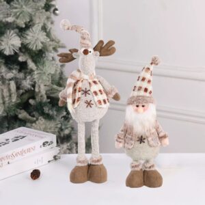Christmas Santa and Reindeer Extendable Plush Decor