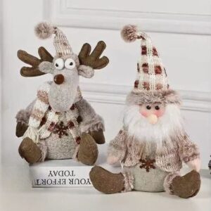 Christmas Santa and Reindeer Plush Decor